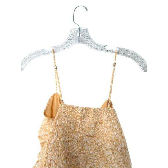 Abercrombie & Fitch Yellow White Floral Whimsical Cropped Ruched Top Large - Picture 5 of 7